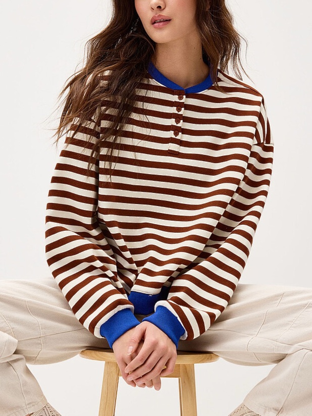 Things Between Striped Henley Sweatshirt